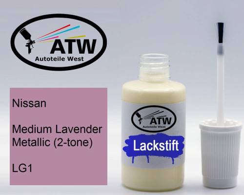 Nissan, Medium Lavender Metallic (2-tone), LG1: 20ml Lackstift, von ATW Autoteile West.